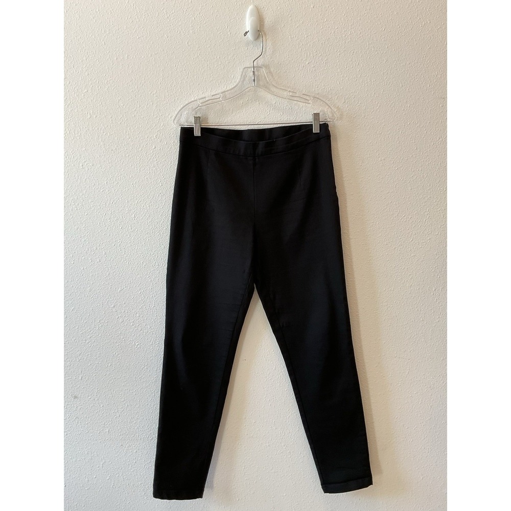 Masai Black Dress Casual Pants Womens Size L Zipper Dow Stretchy Waist